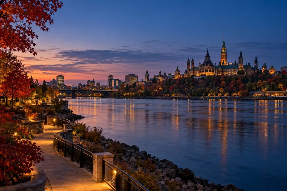 Gatineau riverfront in autumn colours